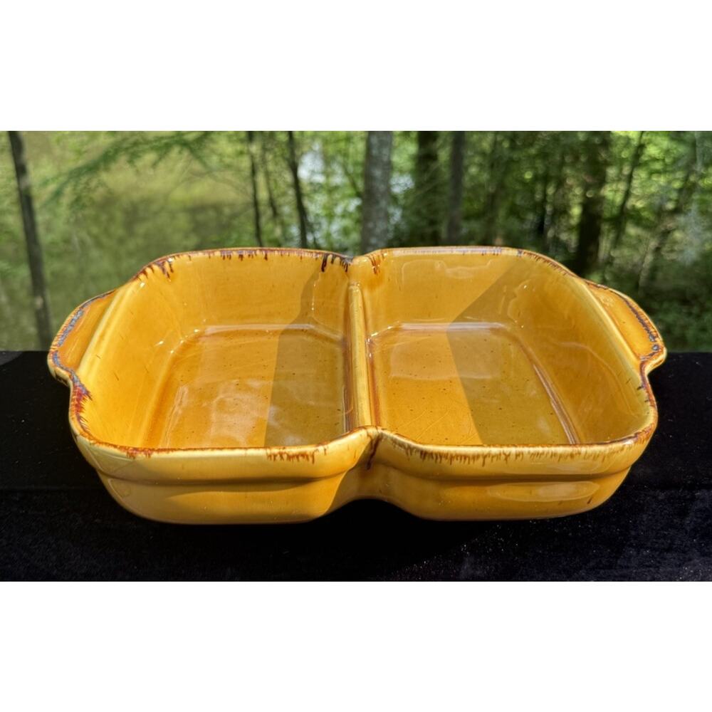 Sabatier Cannes 4385 Mustard Color Double Serving Dish Crate & Barrel
